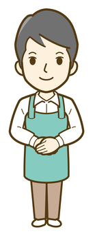 挨拶をする男性店員_25 ビジネス,男性,人物,人,介護,キッチンカー,カフェ,仕事,かわいい,シンプルのイラスト素材