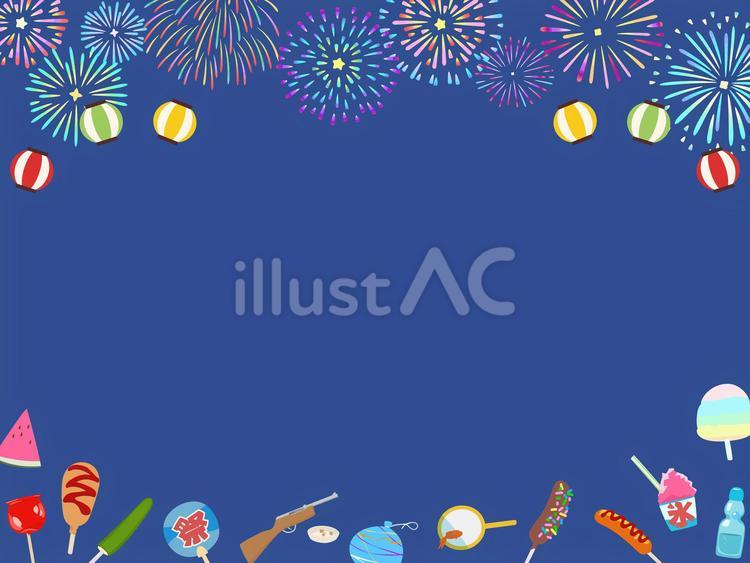 お祭りと縁日と花火のフレーム お祭り,縁日,花火のイラスト素材