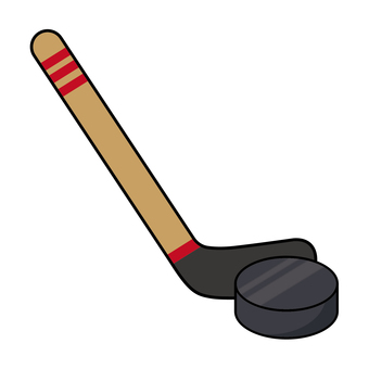 シンプルかわいいアイスホッケー かわいい,シンプル,アイスホッケー,ホッケー,ホッケーパック,ホッケースティック,スティック,赤,茶色,黒のイラスト素材