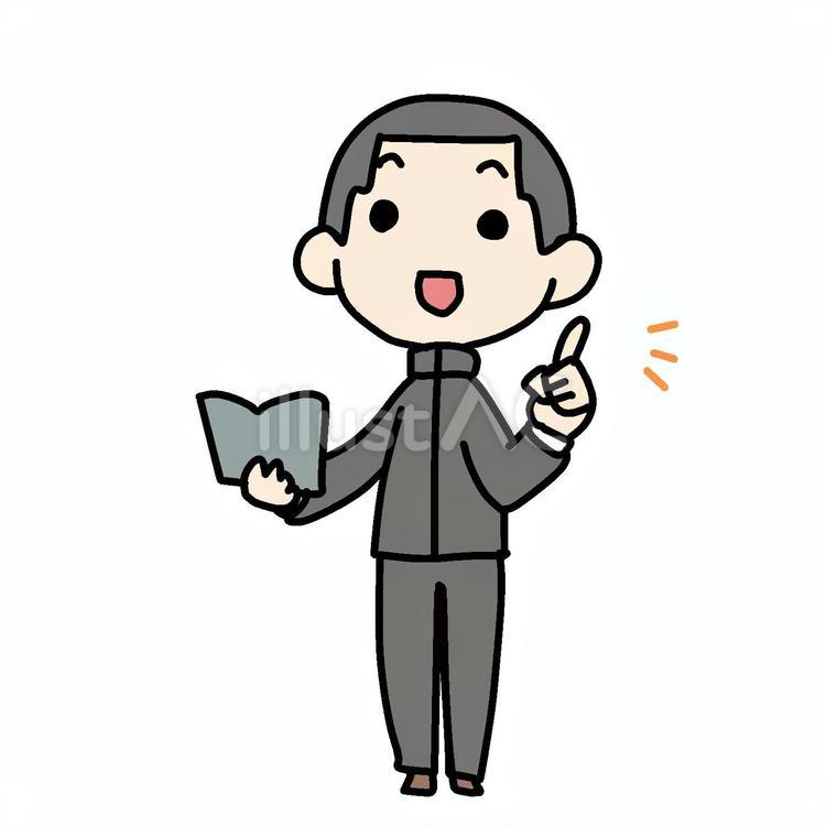 冊子片手に教える学生少年 学生,教える,片手のイラスト素材