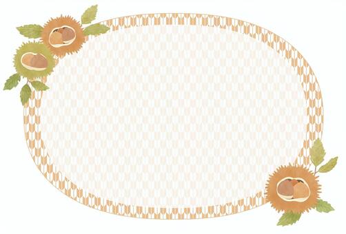 いがぐりの和柄フレーム いがぐり,栗,毬栗,イガグリ,和栗,マロン,和風,和柄,矢絣,模様のイラスト素材