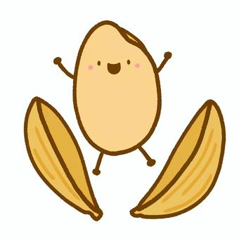 もみ殻とれる玄米ちゃん•キャラクター 脱穀,もみ殻,玄米,お米,米,米粒,食べ物,キャラ,キャラクター,にっこりのイラスト素材