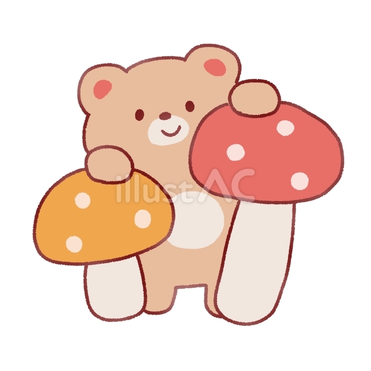 くまとキノコ くま,キノコ,秋のイラスト素材