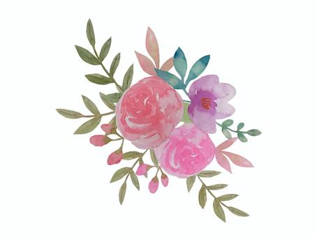 Watercolor painting of roses and peonies, , JPG and PNG