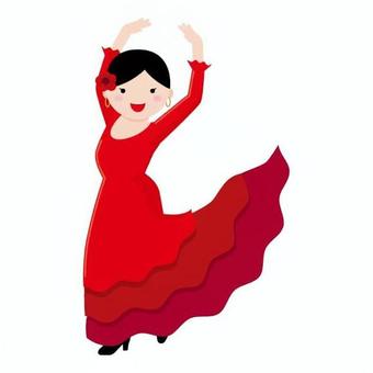フラメンコ スペイン,外国,社会,フラメンコ,踊る,ドレス,花,芸術,動作,赤色のイラスト素材