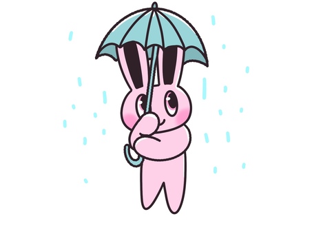 兔子在雨中, 雨, 兔, 伞, JPG 和 PNG