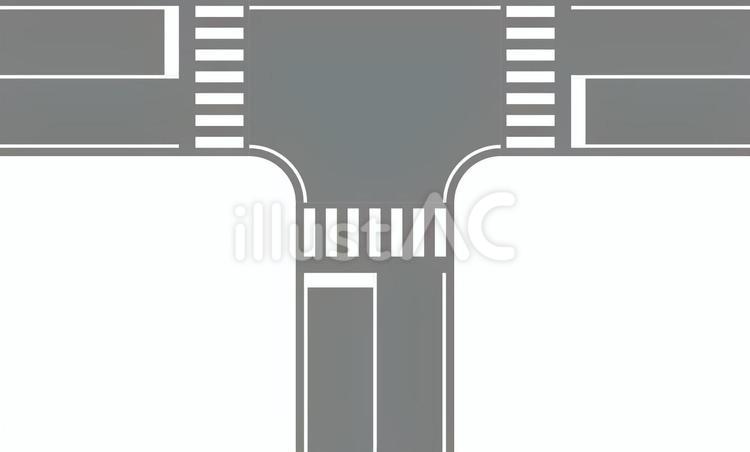 T字路交差点 t字路,交差点,道路のイラスト素材