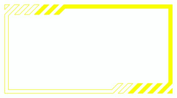 サイバーフレーム5黄色 サイバー,サイバーパンク,ジオメトリック,機械,画面,幾何学模様,模様,背景,飾り,飾り枠のイラスト素材