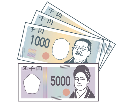 偉人のお札:八千円(2) 偉人のお札:八千円(2) お札,紙幣,お金,5000,1000,五千円札,千円札,偉人,人物,津田のイラスト素材