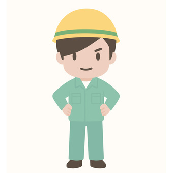 自信の作業員 作業員,自信,笑顔,元気,ポジティブ,作業服,ヘルメット,労働,職人,現場のイラスト素材