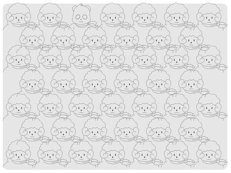 ひつじさんの中にひとりだけパンダさん 間違い探し,ひつじ,パンダ,子供用,線画のイラスト素材