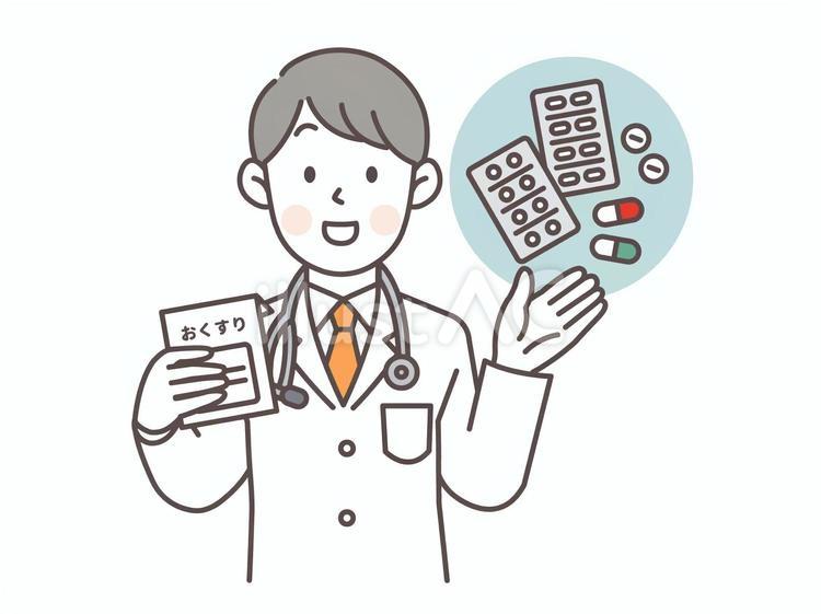 薬の説明をするお医者さん 医者,医師,ドクターのイラスト素材