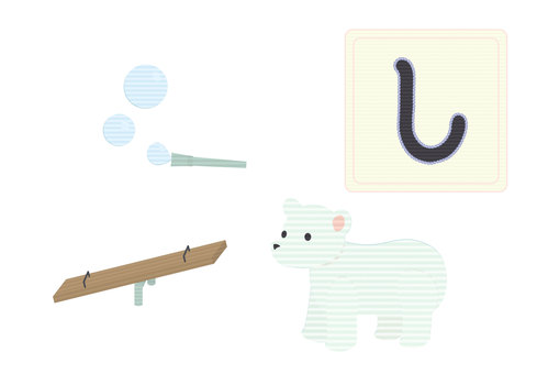 ひらがな学習イラスト「し」 ひらがな,ひらがなカード,知育,さ行,シャボン玉,幼児学習,し,しろくま,刺繍風,かわいいのイラスト素材