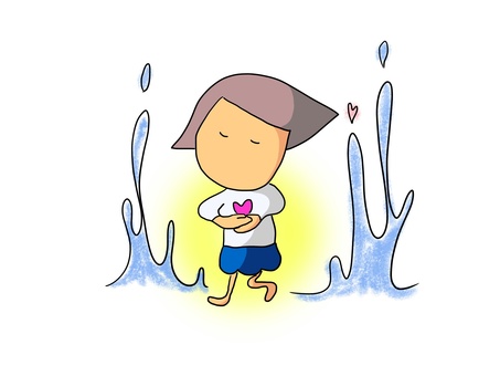 水とおかっぱ 水,上がる,女の子,ハート,心,おかっぱのイラスト素材