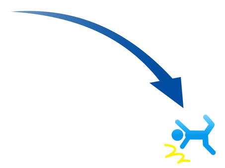 Down ダウン,下降,ピクトグラム,落下,衝撃,矢印,記号のイラスト素材