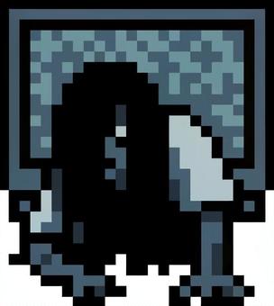 ドット絵の白のテレビのお化けです。 ドット絵,ホラー,シンプル,呪い,幽霊,心霊,不気味,恐怖,異界,深夜のイラスト素材