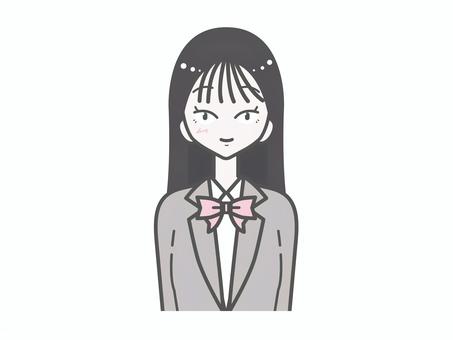 女子学生｜微笑み 女子,学生,上半身,シンプル,かわいい,ベクター,おしゃれ,中学生,高校生,学校のイラスト素材