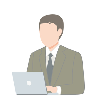 パソコン作業中のスーツの男性３ 人,1人,働く,仕事,スーツ,会社員,従業員,ビジネスマン,サラリーマン,パソコンのイラスト素材