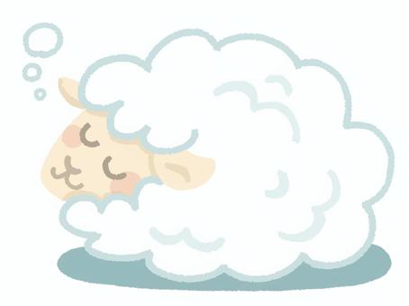 眠っている羊 眠っている羊 羊,羊毛,眠る,寝る,睡眠,スヤスヤ,白色,動物,家畜,ふわふわのイラスト素材