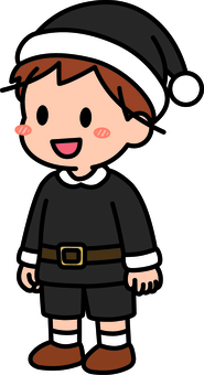 黒のサンタコスの男の子です。