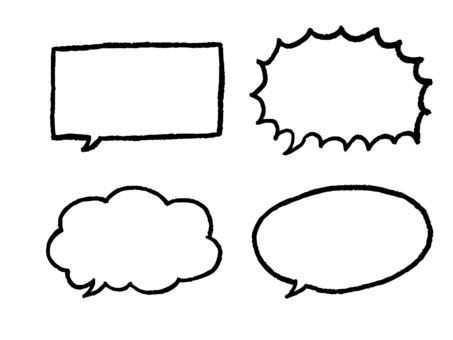 フキダシ 4種 フキダシ 4種 フキダシ,四角,もくもくのイラスト素材