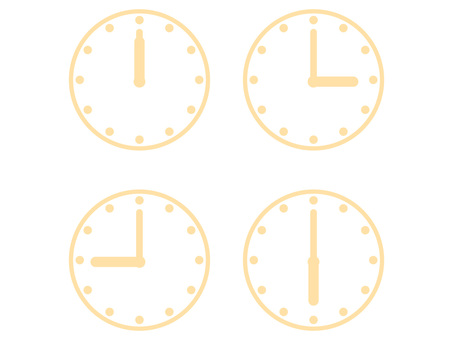 異なる時間を示す時計のアイコンセット 時計,アナログ,時間,管理,時刻,時間割,スケジュール,アイコン,教育,学習のイラスト素材