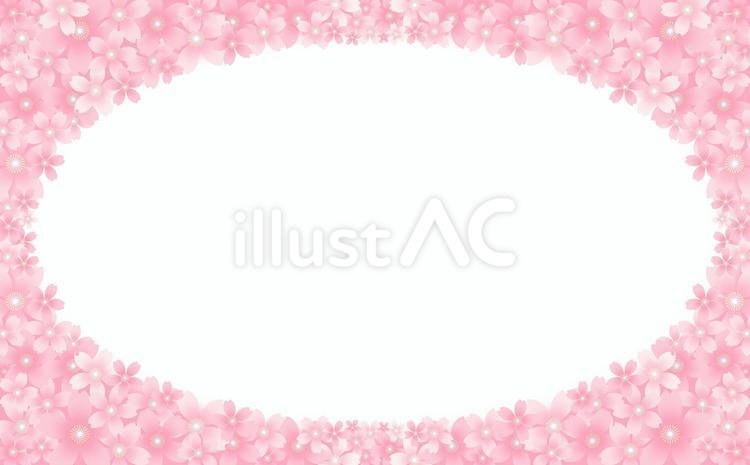 ピンクの桜のフレーム 白背景,可愛い,ピンクのイラスト素材