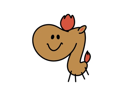 丙午 にこにこ 棒あし 丙午,干支,うまのイラスト素材