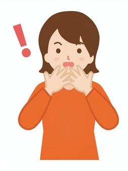 驚いている女性_上半身1 女性,表情,人物,上半身,驚く,びっくり,感情,若い,長袖,カジュアルのイラスト素材