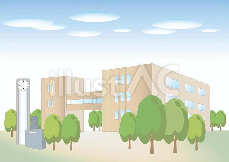 校舎・公共施設の風景 渡り廊下,わたり廊下,学生生活のイラスト素材