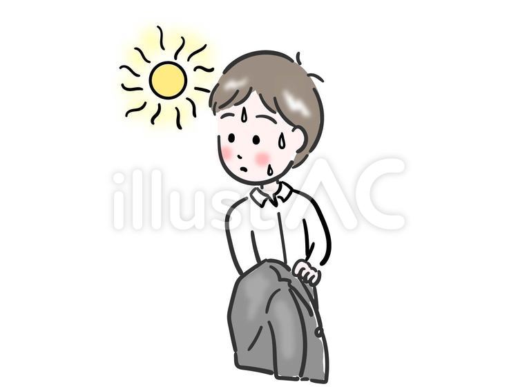 暑くて上着を脱ぐ男性 暑い,上着,脱ぐのイラスト素材
