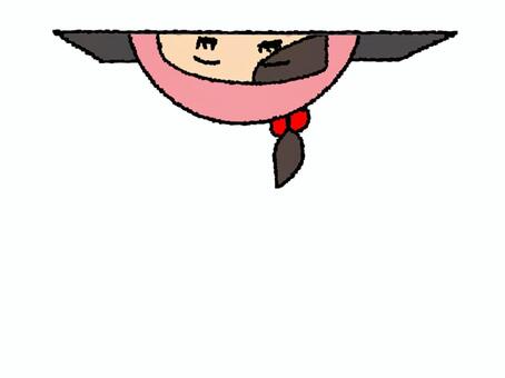 上から覗くくのいち くのいち,見る,覗くのイラスト素材