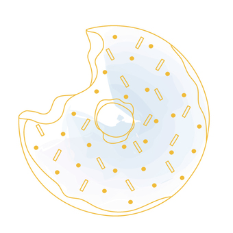 Illustration, meal, ring donuts, chocolate spray, 
