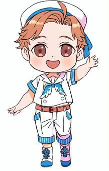 ミニキャラ　マリン風の男の子 男の子,マリン,夏,水色,sdのイラスト素材