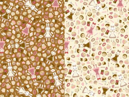 Rabbit and sweets pattern, rabbit, cute, sweets, JPG