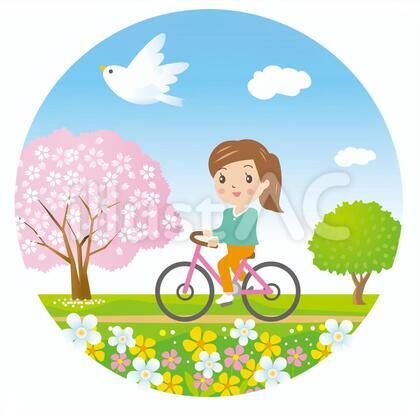 桜を見ながらサイクリング