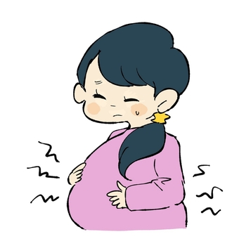 妊婦/陣痛 妊婦,妊婦さん,陣痛,腹痛,女性,お母さん,母,妊娠中,初マタ,産科のイラスト素材