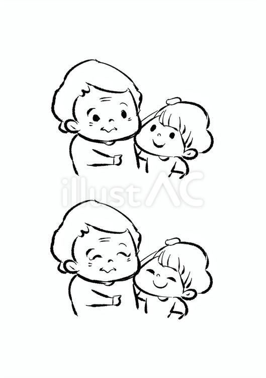おばあちゃんと孫 おばあちゃん,孫,かわいいのイラスト素材