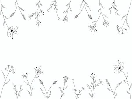 花　モノクロ　手描き　線画　おしゃれ　枠 花,モノクロ,手描き,フレーム,簡単,白黒,植物,草花,ボタニカル,ナチュラルのイラスト素材