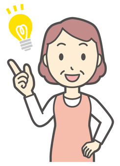  エプロンおばちゃん-208-バスト アイデア,おばちゃん,エプロン,お母さん,ママ,中年,おばさん,主婦,人物,かわいいのイラスト素材