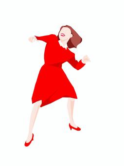 音楽にのってダンスをするワンピースの女性 ダンス,ダンサー,踊る,人物,大人,一人,舞台,ステージ,公演,ミュージカルのイラスト素材