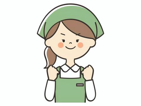 やる気いっぱいな女性店員 やる気いっぱいな女性店員 やる気,頑張る,元気,頑張ろう,応援,ガッツポーズ,向上心,挑戦,努力,ファイトのイラスト素材
