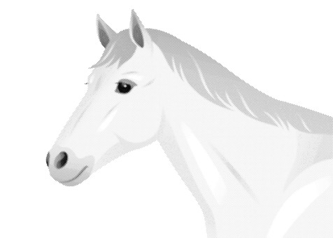 馬イラスト単色ハーフトーン加工 馬,モノクロ,ハーフトーン,網点,ドット,点,単色,白黒,アナログ,顔のイラスト素材