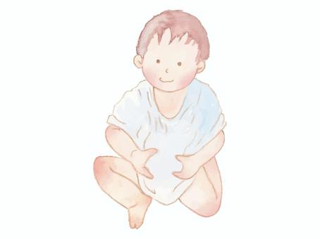 赤ちゃん04 赤ちゃん,子ども,こども,乳児,人物,水彩,ベビー,幼児,新生児,かわいいのイラスト素材