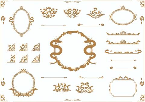 Illustration, dragon, decoration, frame, 