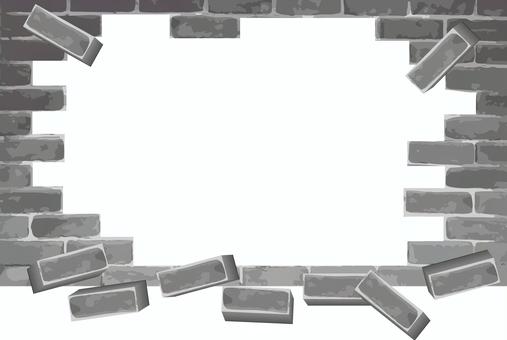 レンガ割れる　 レンガ,割れる,穴,破壊,ブロック,レトロ,建物,壁,装飾,イメージのイラスト素材