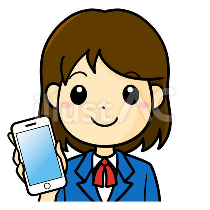 女子学生 スマホ 笑顔