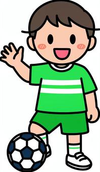 緑のサッカーの男の子です。 サッカー,シンプル,部活,クラブ,サークル,ユニフォーム,練習,本番,青春,運動のイラスト素材