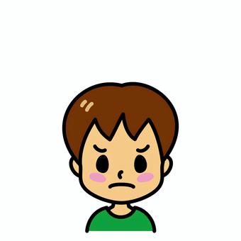 男の子　怒り顔 男の子,怒り顔,子供,不機嫌,怒る,不満,イライラ,ムカムカ,顔,表情のイラスト素材