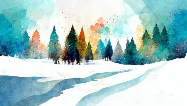winter forest watercolor illustration, JPG winter forest watercolor illustration, , JPG